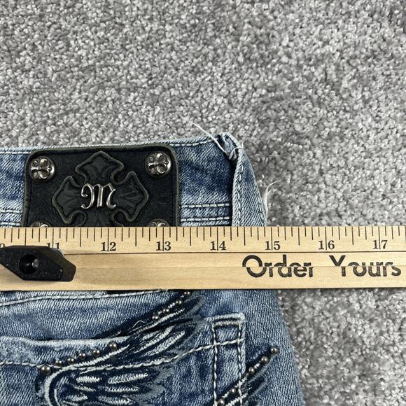 Miss Me Capri Jeans Womens 30 Y2K Angel Wings Embellished Distressed (Sz Tag 28) - Picture 10 of 12